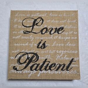 Love Is Patient Wall Decor Burlap Frame Rustic Decor Picture 2D 3D